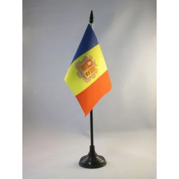 DRAPEAU DE TABLE ANDORRE 15x10cm - PETIT DRAPEAUX DE BUREAU ANDORRAN 10 x 15 cm
