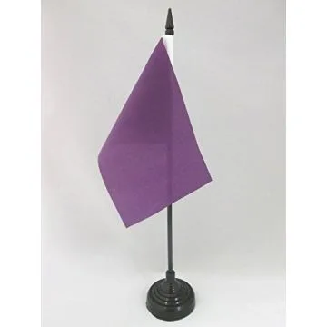 DRAPEAU DE TABLE UNICOLORE VIOLET 15x10cm - PETIT DRAPEAUX DE BUREAU DE COULEUR VIOLETTE 10 x 15 cm