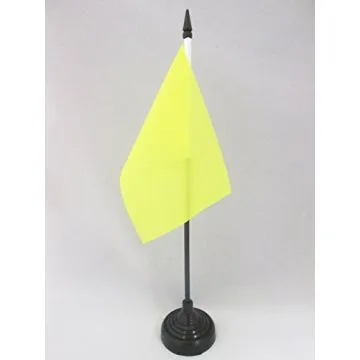 DRAPEAU DE TABLE UNICOLORE JAUNE 15x10cm - PETIT DRAPEAUX DE BUREAU DE COULEUR JAUNE 10 x 15 cm