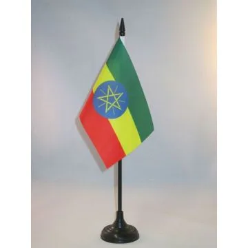 DRAPEAU DE TABLE ETHIOPIE 15x10cm - PETIT DRAPEAUX DE BUREAU ETHIOPIEN 10 x 15 cm