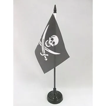 DRAPEAU DE TABLE PIRATE JACK RACKHAM 15x10cm - PETIT DRAPEAUX DE BUREAU PIRATES - CORSAIRE 10 x 15 cm