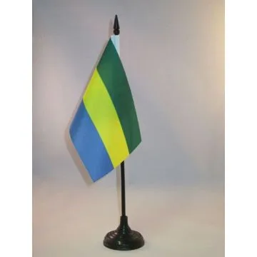 DRAPEAU DE TABLE GABON 15x10cm - PETIT DRAPEAUX DE BUREAU GABONAIS 10 x 15 cm