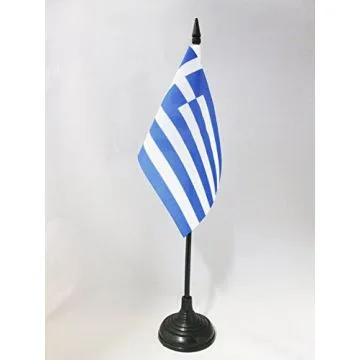 DRAPEAU DE TABLE GRÈCE 15x10cm - PETIT DRAPEAUX DE BUREAU GREC 10 x 15 cm