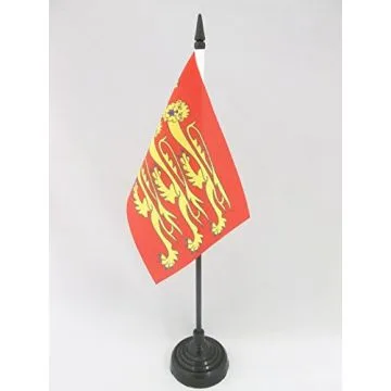 DRAPEAU DE TABLE RICHARD C?UR DE LION 15x10cm - PETIT DRAPEAUX DE BUREAU ROI RICHARD I D\'ANGLETERRE 10 x 15 cm