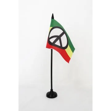 DRAPEAU DE TABLE PAIX RASTA 15x10cm - PETIT DRAPEAUX DE BUREAU BOB MARLEY 10 x 15 cm