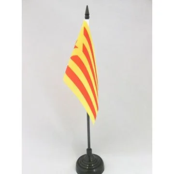 DRAPEAU DE TABLE CATALOGNE ESTELADA VERMELLA 15x10cm - PETIT DRAPEAUX DE BUREAU CATALAN INDÉPENDENTISTE - CATALUÑA GROGA 10 x 15 cm