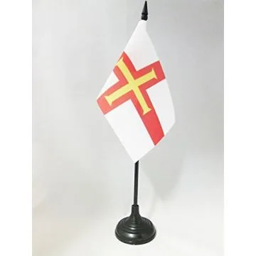 DRAPEAU DE TABLE GUERNESEY 15x10cm - PETIT DRAPEAUX DE BUREAU ANGLAIS 10 x 15 cm