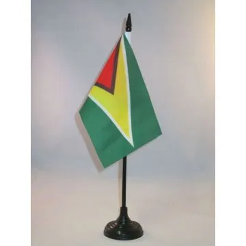 DRAPEAU DE TABLE GUYANA 15x10cm - PETIT DRAPEAUX DE BUREAU GUYANIEN 10 x 15 cm