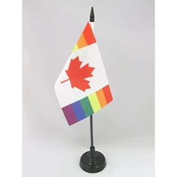 DRAPEAU DE TABLE CANADA ARC-EN-CIEL 15x10cm - PETIT DRAPEAUX DE BUREAU CANADIEN GAY 10 x 15 cm