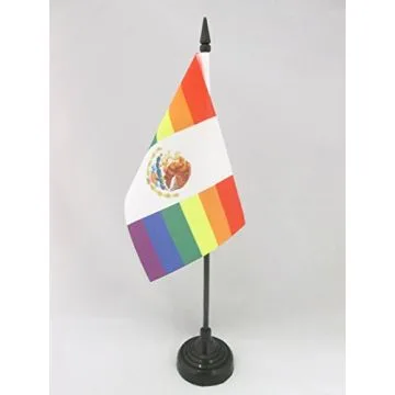 DRAPEAU DE TABLE MEXIQUE ARC-EN-CIEL 15x10cm - PETIT DRAPEAUX DE BUREAU MEXICAIN GAY 10 x 15 cm