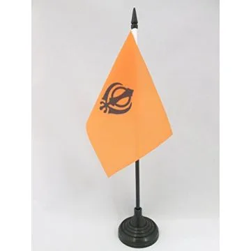 DRAPEAU DE TABLE RELIGION SIKHISTE 15x10cm - PETIT DRAPEAUX DE BUREAU KHANDA - SIKHISME 10 x 15 cm