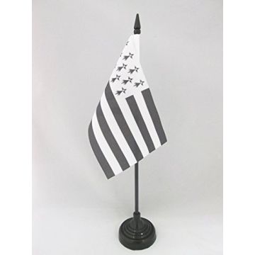 DRAPEAU DE TABLE BRETAGNE ALTERNATIF 15x10cm - PETIT DRAPEAUX DE BUREAU BRETON - FRANCE 10 x 15 cm