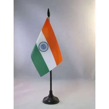 DRAPEAU DE TABLE INDE 15x10cm - PETIT DRAPEAUX DE BUREAU INDIEN 10 x 15 cm