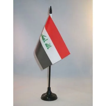 DRAPEAU DE TABLE IRAK 15x10cm - PETIT DRAPEAUX DE BUREAU IRAKIEN 10 x 15 cm