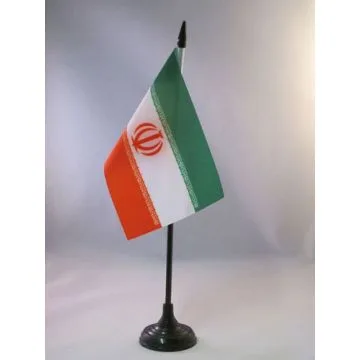 DRAPEAU DE TABLE IRAN 15x10cm - PETIT DRAPEAUX DE BUREAU IRANIEN 10 x 15 cm