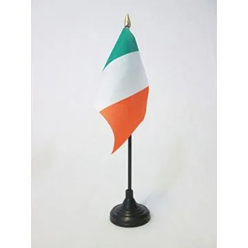 DRAPEAU DE TABLE IRLANDE 15x10cm - PETIT DRAPEAUX DE BUREAU IRLANDAIS 10 x 15 cm pointe dorée