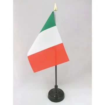 DRAPEAU DE TABLE ITALIE 15x10cm - PETIT DRAPEAUX DE BUREAU ITALIEN 10 x 15 cm pointe dorée