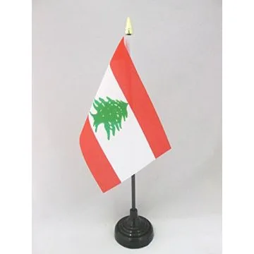 DRAPEAU DE TABLE LIBAN 15x10cm - PETIT DRAPEAUX DE BUREAU LIBANAIS 10 x 15 cm pointe dorée