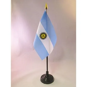 DRAPEAU DE TABLE ARGENTINE 15x10cm - PETIT DRAPEAUX DE BUREAU ARGENTIN 10 x 15 cm pointe dorée