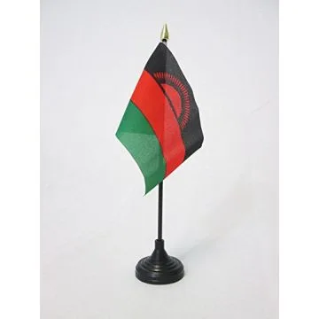 DRAPEAU DE TABLE MALAWI 15x10cm - PETIT DRAPEAUX DE BUREAU MALAWITE 10 x 15 cm pointe dorée