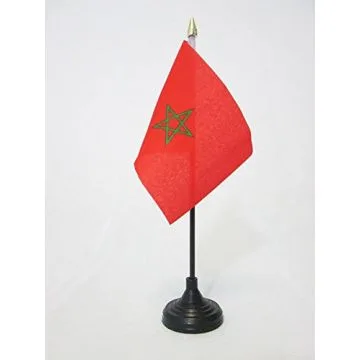 DRAPEAU DE TABLE MAROC 15x10cm - PETIT DRAPEAUX DE BUREAU MAROCAIN 10 x 15 cm pointe dorée