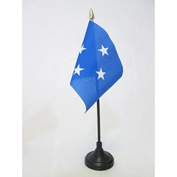 DRAPEAU DE TABLE MICRONÍ?SIE 15x10cm - PETIT DRAPEAUX DE BUREAU MICRONÍ?SIEN 10 x 15 cm pointe dorée