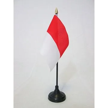 DRAPEAU DE TABLE MONACO 15x10cm - PETIT DRAPEAUX DE BUREAU MONÍ?GASQUE 10 x 15 cm pointe dorée