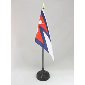 DRAPEAU DE TABLE NÉPAL 15x10cm - PETIT DRAPEAUX DE BUREAU NÉPALAIS 10 x 15 cm pointe dorée