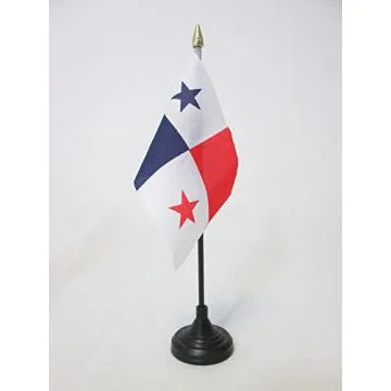 DRAPEAU DE TABLE PANAMA 15x10cm - PETIT DRAPEAUX DE BUREAU PANAMÍ?EN 10 x 15 cm pointe dorée