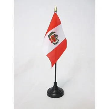 DRAPEAU DE TABLE PÍ?ROU 15x10cm - PETIT DRAPEAUX DE BUREAU PÍ?RUVIEN 10 x 15 cm pointe dorée