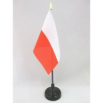DRAPEAU DE TABLE POLOGNE 15x10cm - PETIT DRAPEAUX DE BUREAU POLONAIS 10 x 15 cm pointe dorée