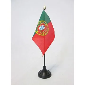 DRAPEAU DE TABLE PORTUGAL 15x10cm - PETIT DRAPEAUX DE BUREAU PORTUGAIS 10 x 15 cm pointe dorée