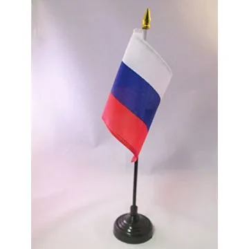 DRAPEAU DE TABLE RUSSIE 15x10cm - PETIT DRAPEAUX DE BUREAU RUSSE 10 x 15 cm pointe dorée