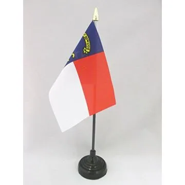 DRAPEAU DE TABLE CAROLINE DU NORD 15x10cm - PETIT DRAPEAUX DE BUREAU ETAT AMÉRICAIN - USA - ETATS-UNIS 10 x 15 cm pointe dorée