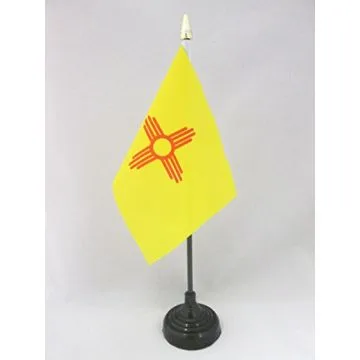 DRAPEAU DE TABLE NOUVEAU-MEXIQUE 15x10cm - PETIT DRAPEAUX DE BUREAU ETAT AMÉRICAIN - USA - ETATS-UNIS 10 x 15 cm pointe dorée