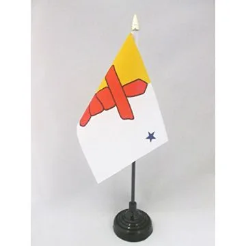 DRAPEAU DE TABLE NUNAVUT 15x10cm - PETIT DRAPEAUX DE BUREAU CANADIEN - CANADA 10 x 15 cm pointe dorée