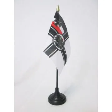 DRAPEAU DE TABLE ALLEMAGNE WWI 15x10cm - PETIT DRAPEAUX DE BUREAU ALLEMAND DE GUERRE 10 x 15 cm pointe dorée
