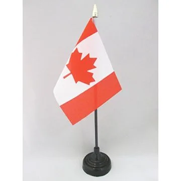 DRAPEAU DE TABLE CANADA 15x10cm - PETIT DRAPEAUX DE BUREAU CANADIEN 10 x 15 cm pointe dorée