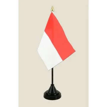 DRAPEAU DE TABLE ALSACE ROT UN WISS 15x10cm - PETIT DRAPEAUX DE BUREAU ALSACIEN - FRANCE 10 x 15 cm pointe dorée