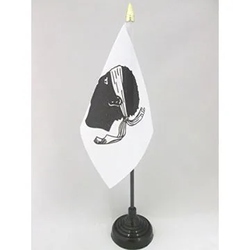 DRAPEAU DE TABLE CORSE 15x10cm - PETIT DRAPEAUX DE BUREAU PROVINCE CORSE 10 x 15 cm pointe dorée