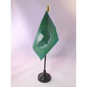 DRAPEAU DE TABLE UNION AFRICAINE 15x10cm - PETIT DRAPEAUX DE BUREAU AFRICAIN 10 x 15 cm pointe dorée
