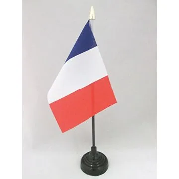 DRAPEAU DE TABLE FRANCE 15x10cm - PETIT DRAPEAUX DE BUREAU FRANÇAIS 10 x 15 cm pointe dorée