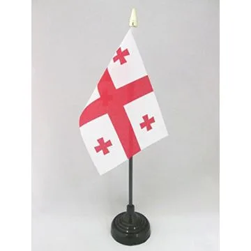 DRAPEAU DE TABLE GÉORGIE 15x10cm - PETIT DRAPEAUX DE BUREAU GÉORGIEN 10 x 15 cm pointe dorée