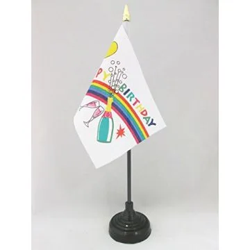 DRAPEAU DE TABLE C\'EST LA FÊTE 15x10cm - PETIT DRAPEAUX DE BUREAU PARTY TIME 10 x 15 cm pointe dorée