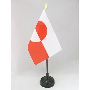 DRAPEAU DE TABLE GROENLAND 15x10cm - PETIT DRAPEAUX DE BUREAU GROENLANDAIS 10 x 15 cm pointe dorée