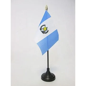 DRAPEAU DE TABLE GUATEMALA 15x10cm - PETIT DRAPEAUX DE BUREAU GUATÍ?MALTÍ?QUE 10 x 15 cm pointe dorée