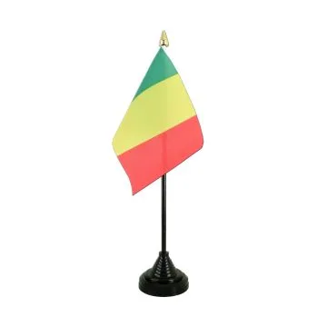 DRAPEAU DE TABLE GUINÉE 15x10cm - PETIT DRAPEAUX DE BUREAU GUINÉEN 10 x 15 cm pointe dorée