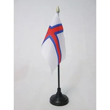 DRAPEAU DE TABLE ILES FÍ?ROÍ? 15x10cm - PETIT DRAPEAUX DE BUREAU FÍ?ROÏEN 10 x 15 cm pointe dorée