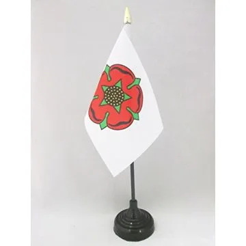 DRAPEAU DE TABLE COMTÉ DE LANCASHIRE ANCIEN 15x10cm - PETIT DRAPEAUX DE BUREAU COUNTY OF LANCASHIRE - ANGLETERRE 10 x 15 cm pointe dorée
