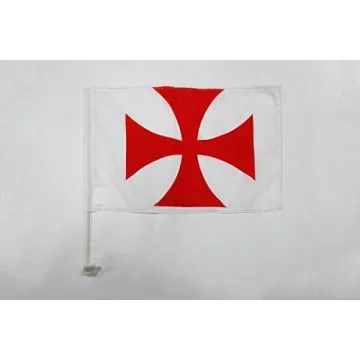 Drapeau de voiture Templiers Ordre du Temple 45x30cm - Carflag croix pattee rouge 30 x 45 cm